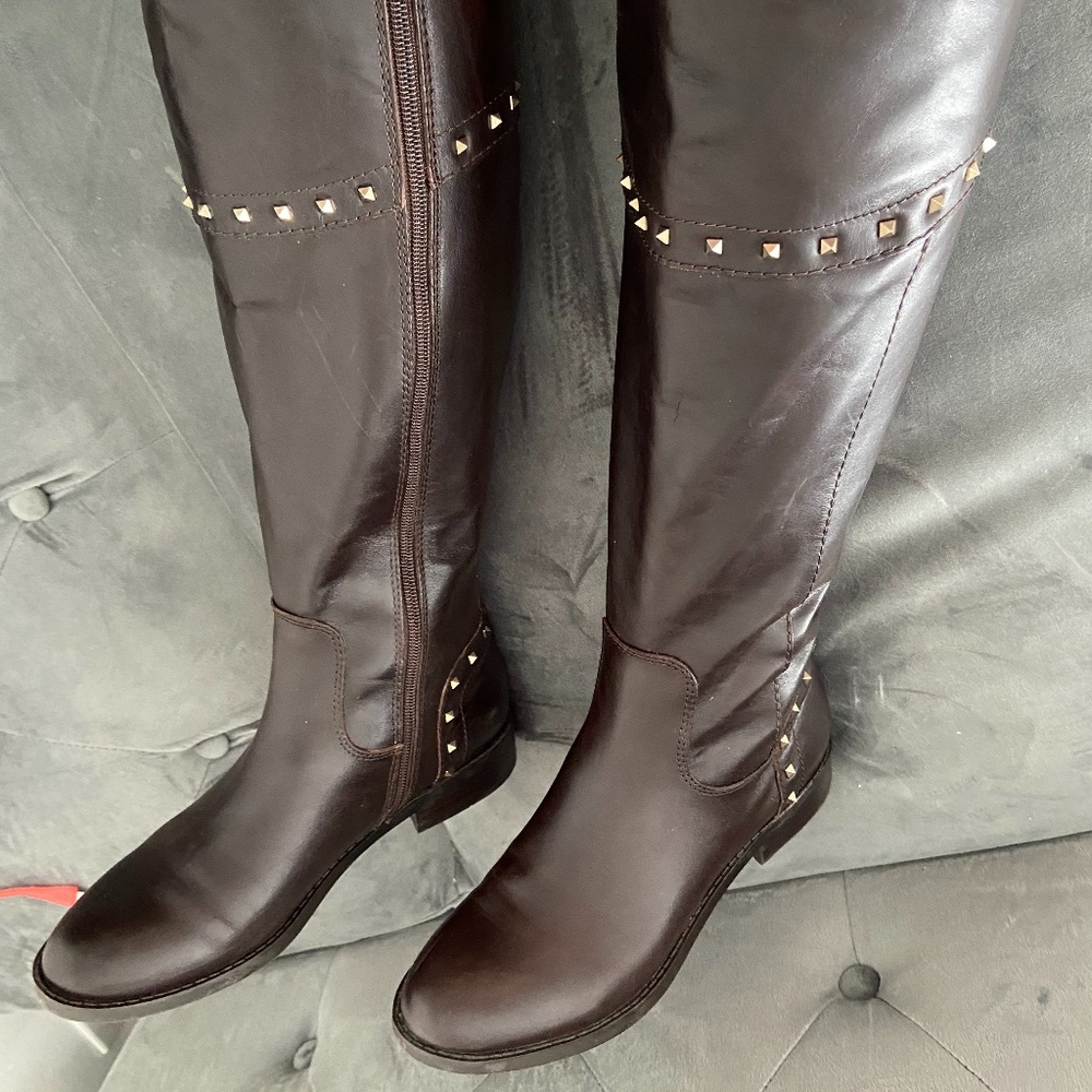 Marc Fisher Womens Leather Knee High, Dark Brown